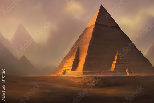 Digital Illustration Pyramid on Desert