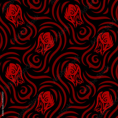 Red vector tile pattern with decorative fists