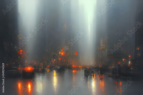 Digital Illustration Misty Cityscape