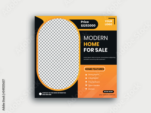 Real estate social media banner or square flyer ,home sale. Social media sale post