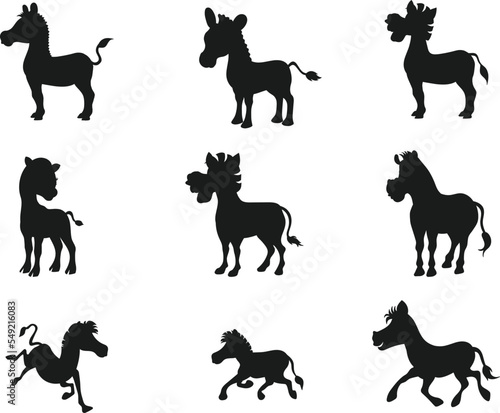  Zebra collection for kids isolated vector Silhouette