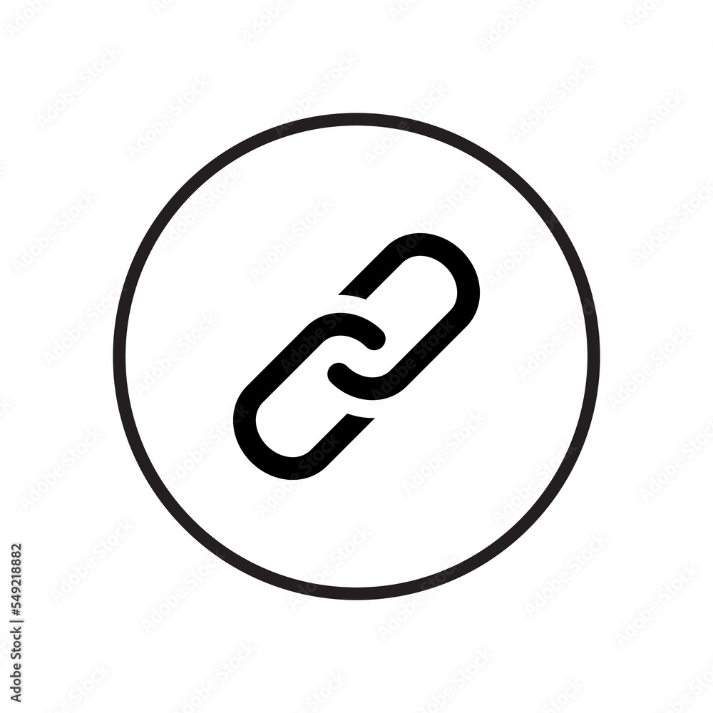 Link button icon vector isolated on circle line background Link button icon vector isolated on circle line background