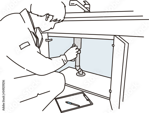 水回りのチェックをする作業員