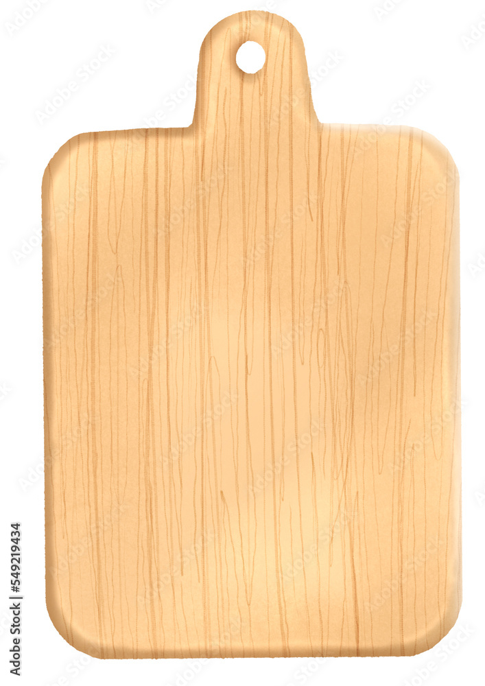 Fototapeta premium Wood Cutting Board with Handle Wooden Chopping Board. wooden Kitchen tool element png clip art.