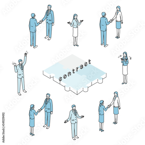 握手をするビジネスマンとOLいろいろ