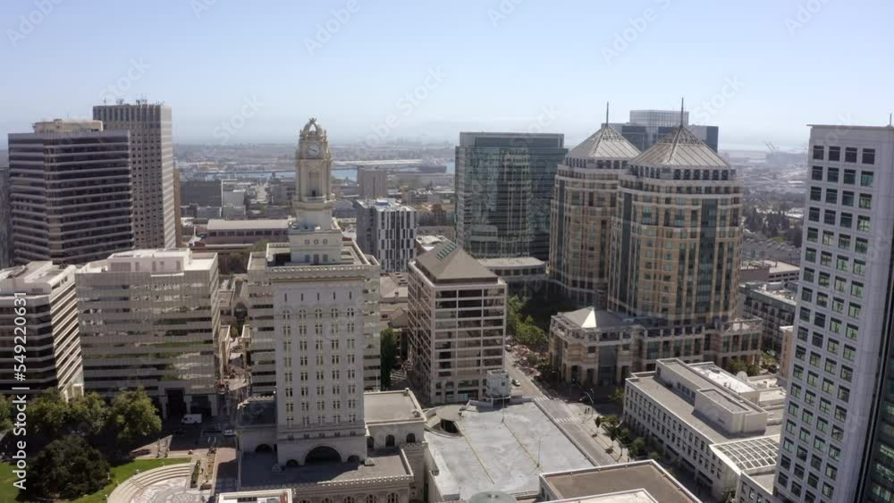 Afternoon skyline aerial view of the urban core of downtown Oakland, California, USA. Afternoon skyline aerial view of the urban core of downtown Oakland, California, USA.