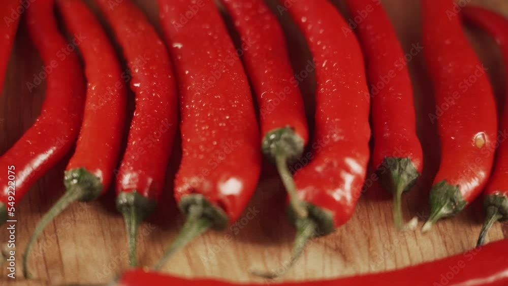 Red pepper on black background Spicy Food concept 4k