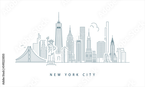 New York City Skyline editable outline