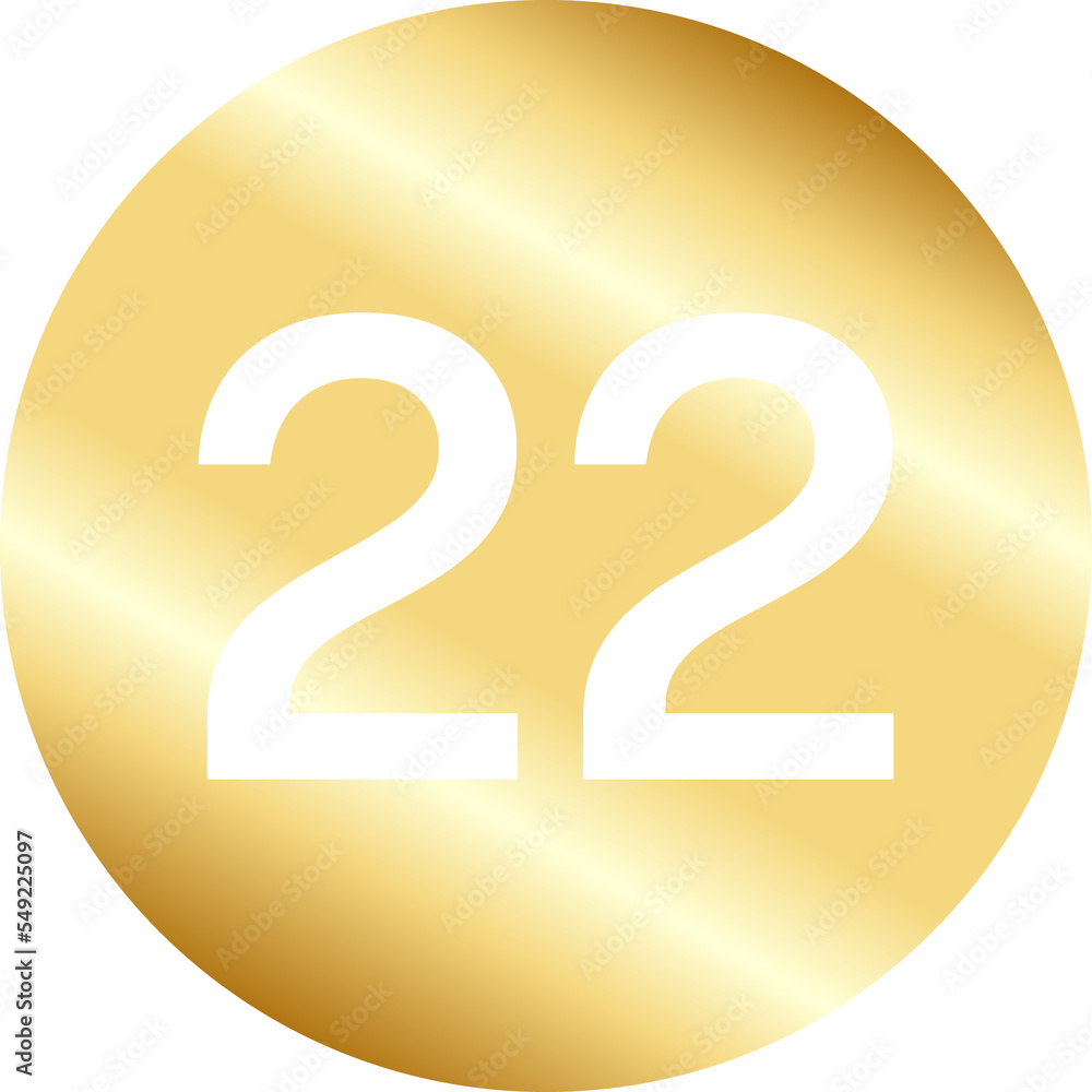 Gold Number Twenty Two in Circle Gold Number Twenty Two in Circle