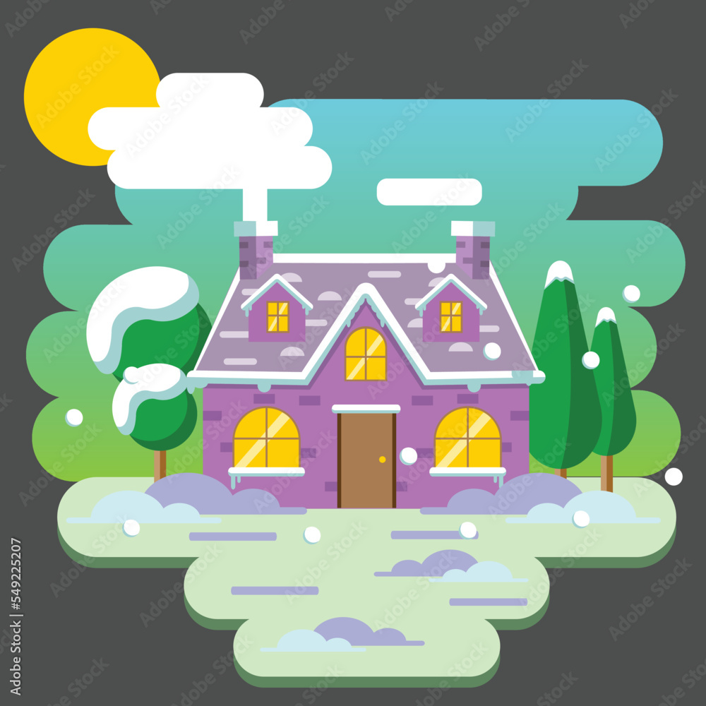 winter home illustration with flat design winter home illustration with flat design
