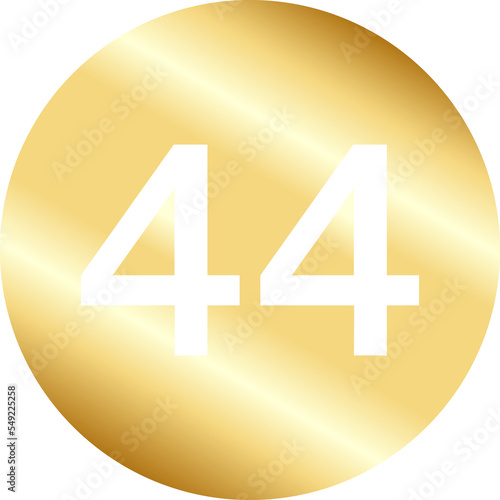 Gold Number Forty Four in Circle