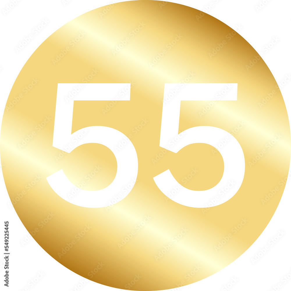 Gold Number Fifty Five in Circle Gold Number Fifty Five in Circle