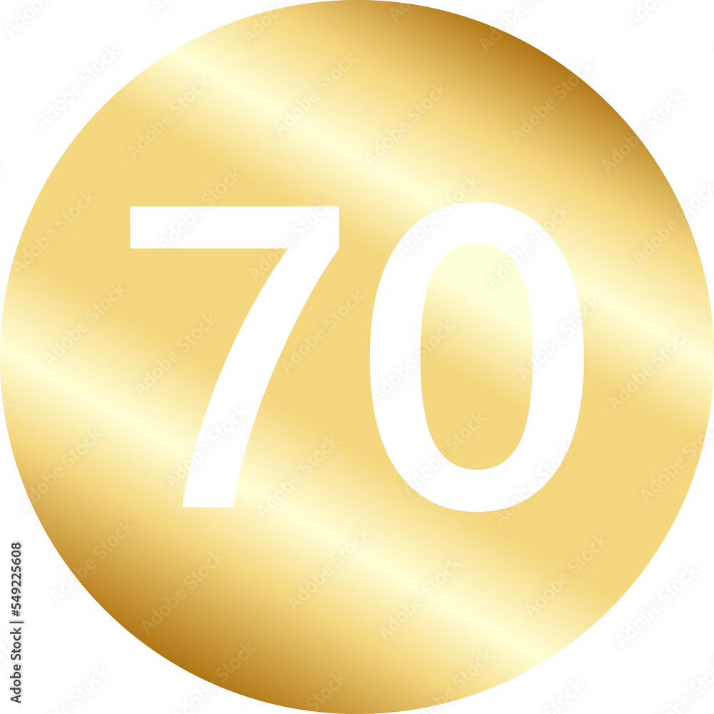 Gold Number Seventy in Circle Gold Number Seventy in Circle