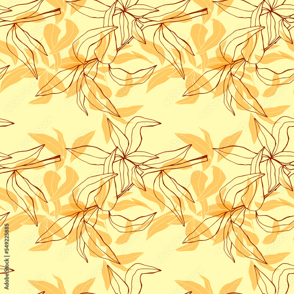 Seamless vector floral pattern. Delicate branches. Milk background. Botany. Home textiles. Spring. Autumn. Fabric print from branches. Seamless vector floral pattern. Delicate branches. Milk background. Botany. Home textiles. Spring. Autumn. Fabric print from branches.