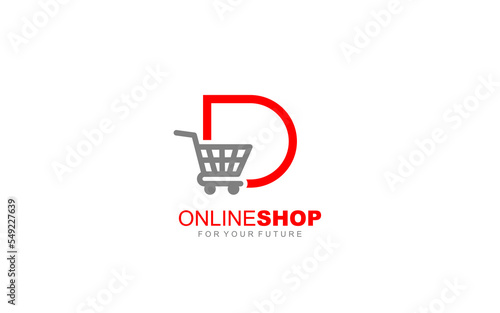 D logo ONLINESHOP for branding company. trolley template vector illustration for your brand.