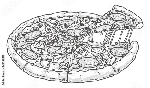 Italian pizza vintage monochrome emblem