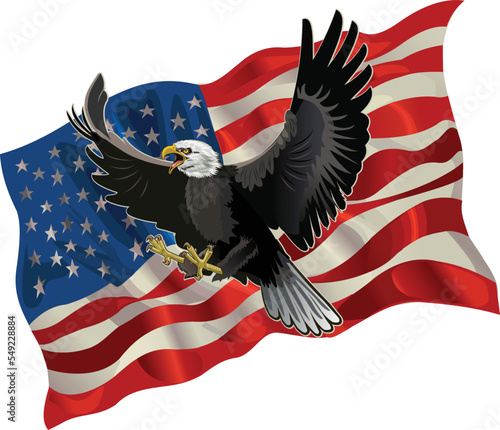 American Redoubtable  Eagle with USA flags
