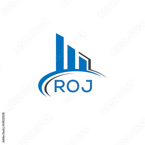 ROJ letter logo. ROJ blue image. ROJ Monogram logo design for entrepreneur and business. ROJ best icon.	

