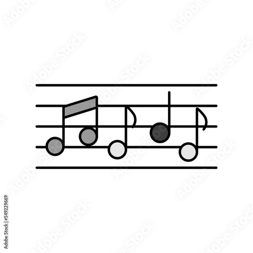 Stave and music notes vector grayscale icon