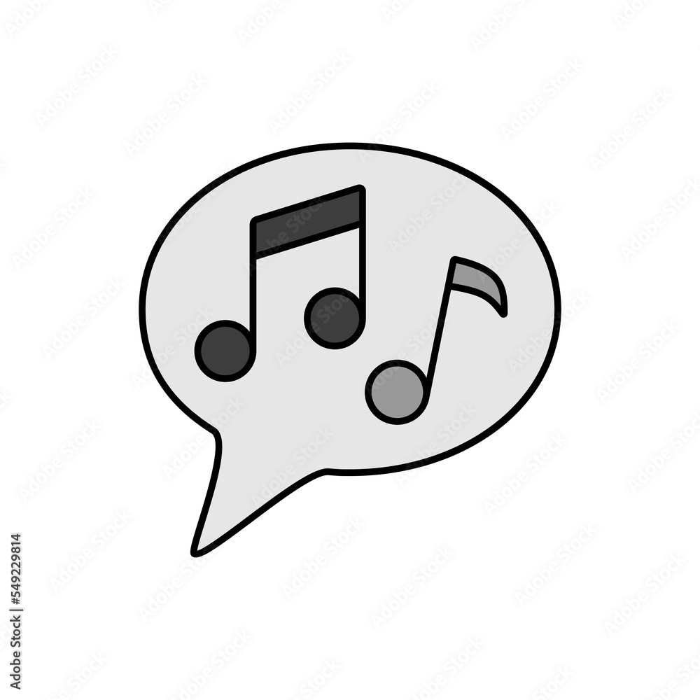 Musical note speech bubble vector grayscale icon Musical note speech bubble vector grayscale icon