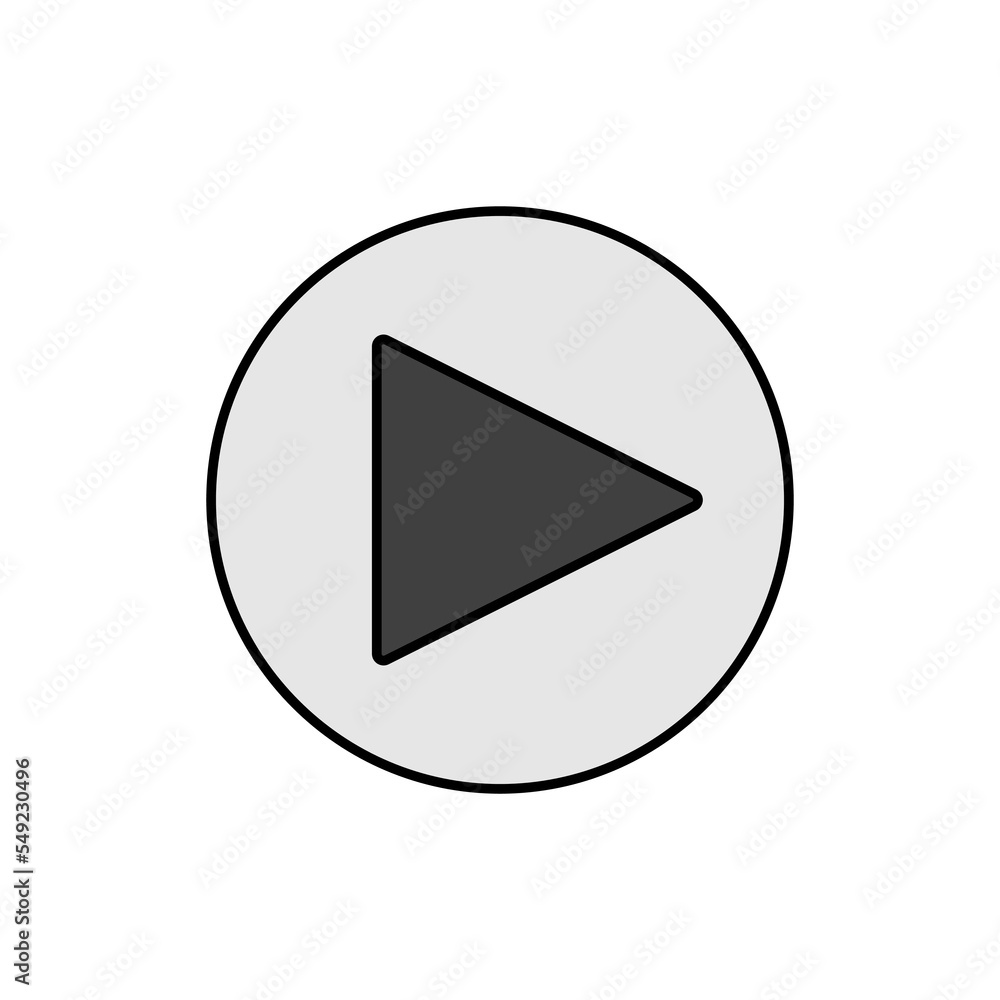 Play button vector flat grayscale icon Play button vector flat grayscale icon