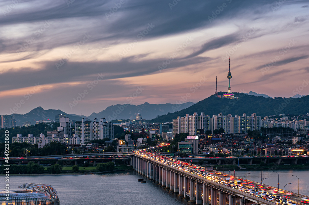 sunset over the river
