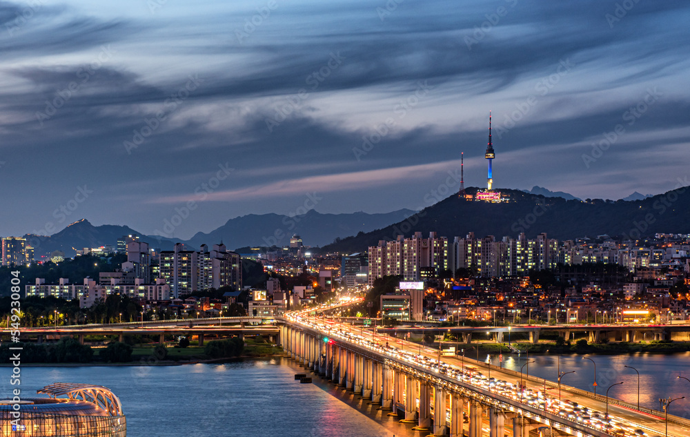 city by night, Seoul, South Korea.