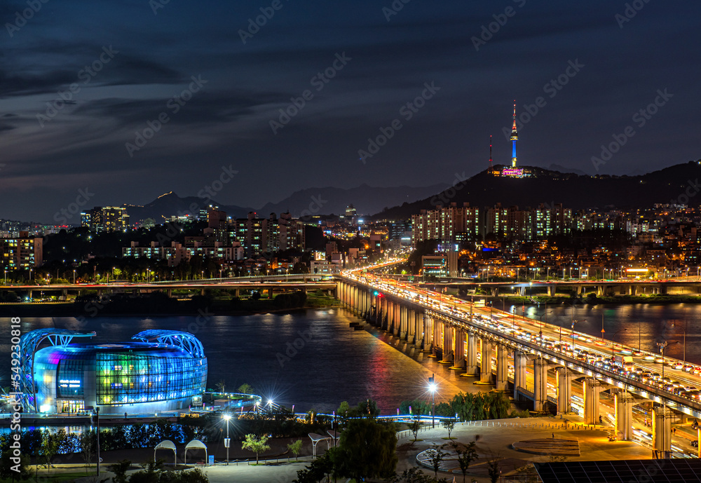 city at night, Seoul, South Korea.