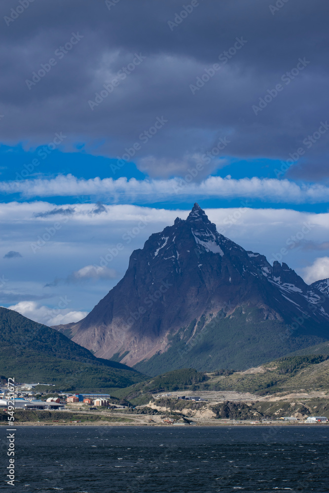 View of the Martial Mountains, seen from the Beagle Channel. Outside the city of Ushuaia, Argentina. View of the Martial Mountains, seen from the Beagle Channel. Outside the city of Ushuaia, Argentina.