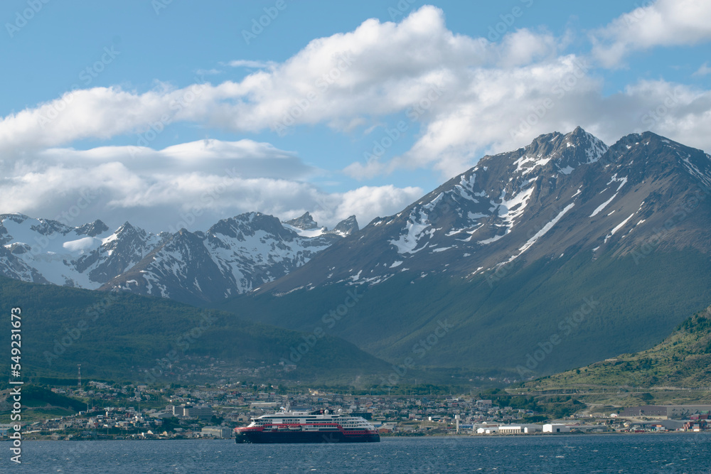 View of the Martial Mountains, seen from the Beagle Channel.  Outside the city of Ushuaia, Argentina. 