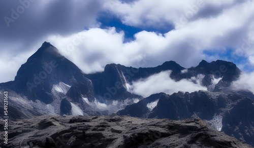 mountains and clouds