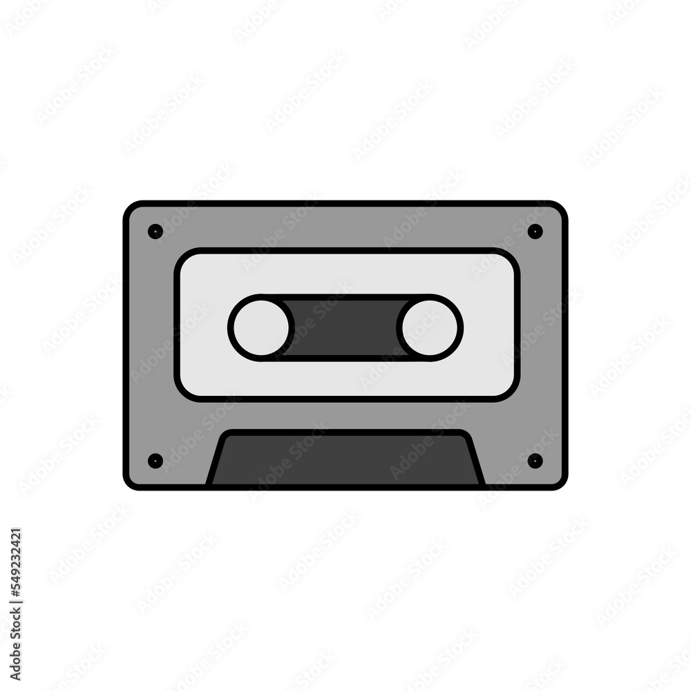 Audio cassette tape vector grayscale icon