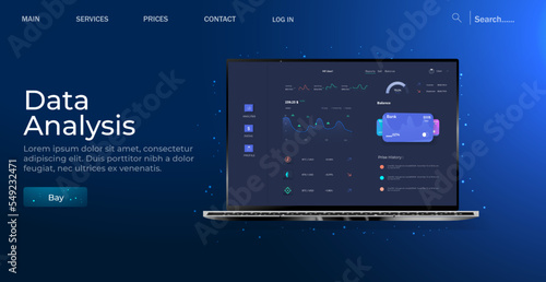 Data analyst consolidating financial information and reports on computer. Financial data management, financial software, digital data report concept. Vector illustration.