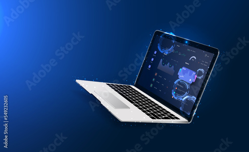 Data analyst consolidating financial information and reports on computer. Financial data management, financial software, digital data report concept. Vector illustration.
