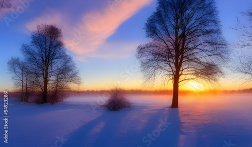 winter landscape with snow covered trees © ごんぱちろう かまぼこ