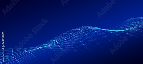 Technological wave of data transmission. Digital background. 3D vector illustration.