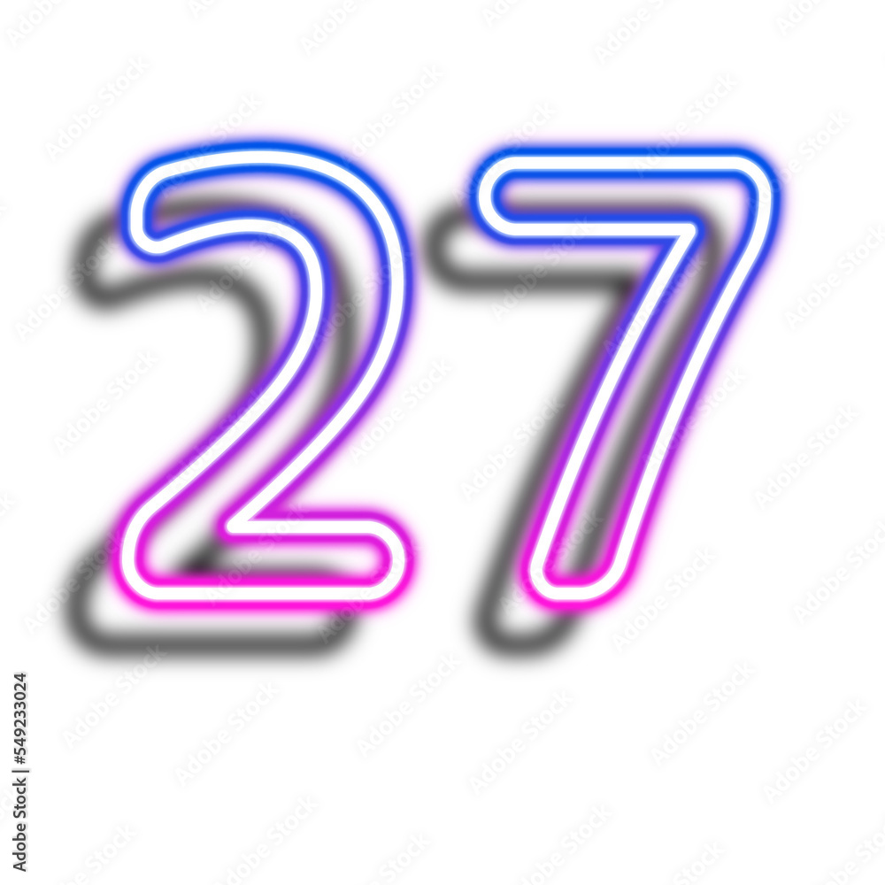 Glowing Neon Number Twenty Seven Glowing Neon Number Twenty Seven