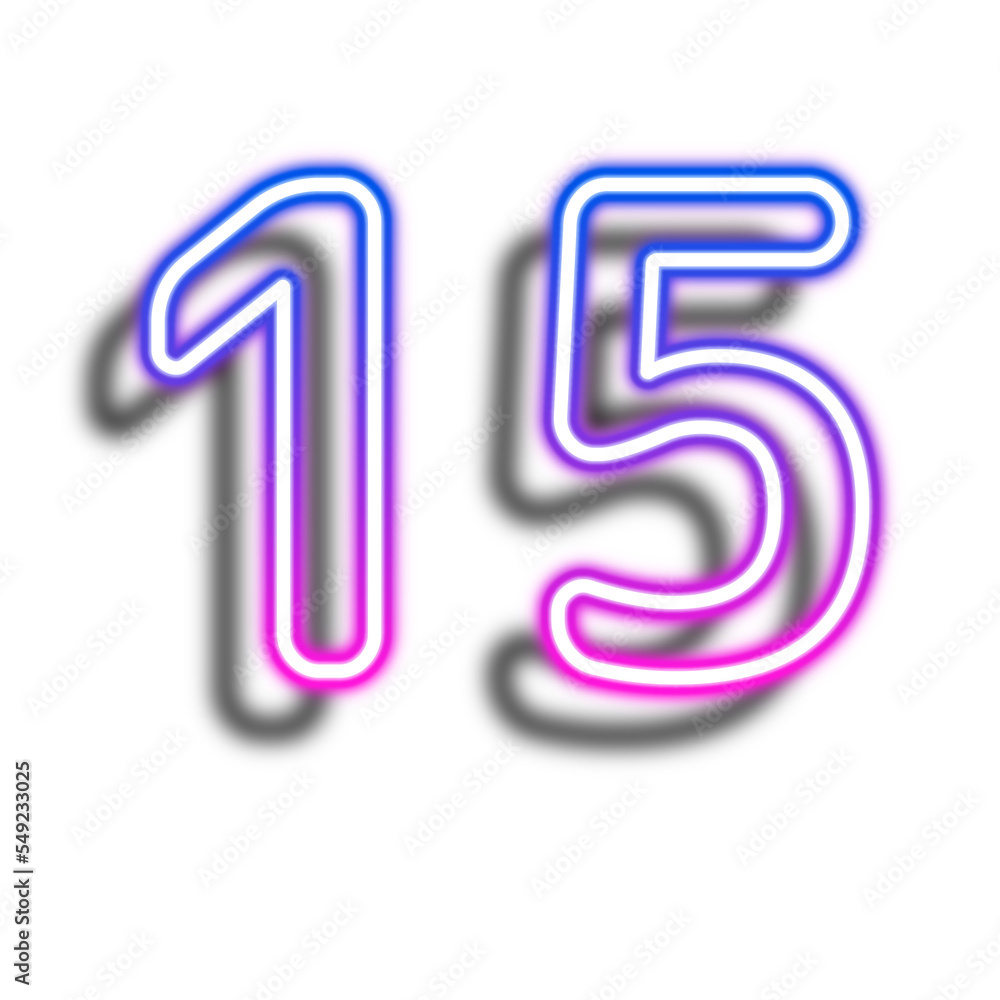 Glowing Neon Number Fifteen Glowing Neon Number Fifteen