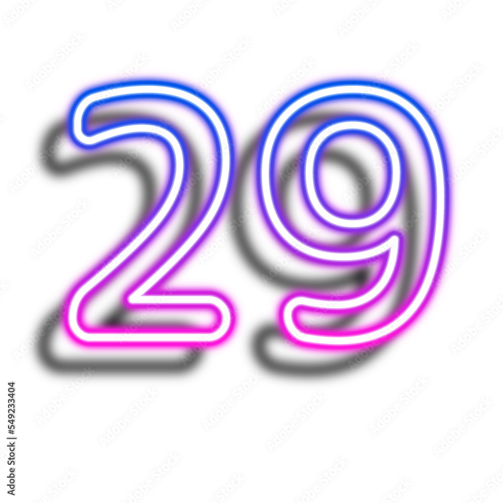 Glowing Neon Number Twenty Nine Glowing Neon Number Twenty Nine