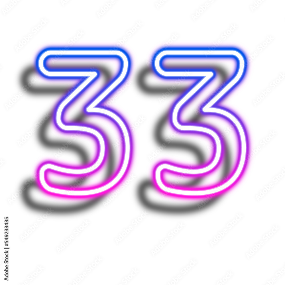 Glowing Neon Number Thirty Three Glowing Neon Number Thirty Three