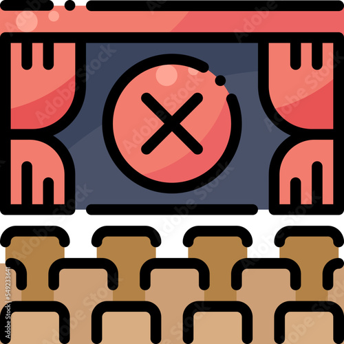 Theatre Movie Close Social Distancing filled color line icon