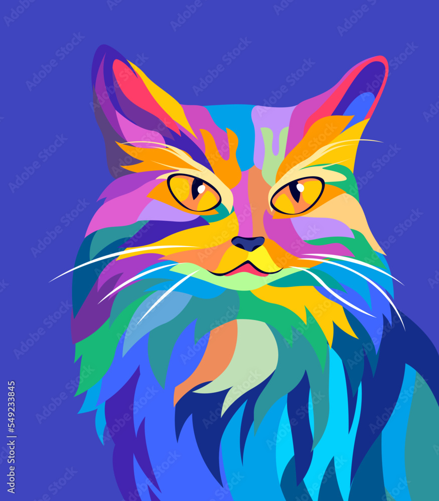 Fototapeta premium Pop art style Norwegian Forest Cat illustration