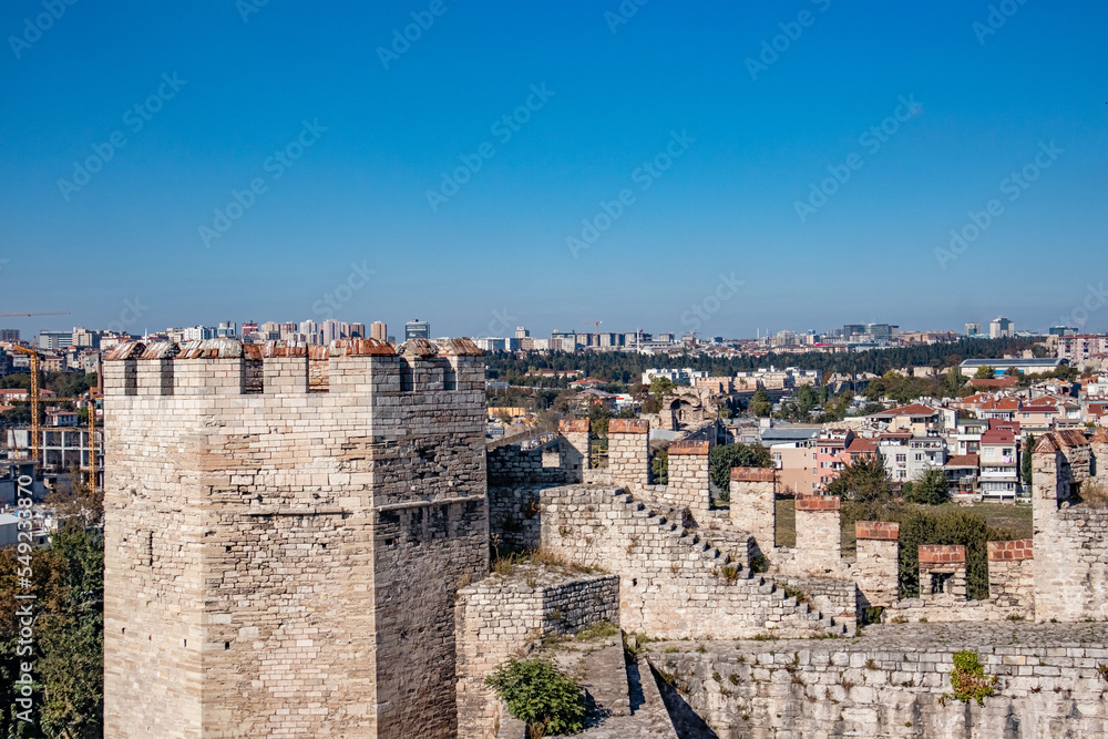 ruins of the castle  and city walls in the Istanbul, Turkey