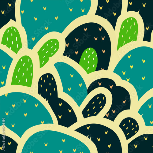 Mexican cactus seamless pattern. Desert plant, mexico cacti flower and tropical home plants