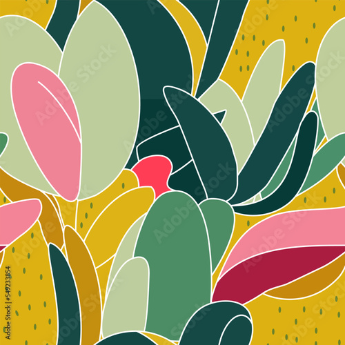 Mexican cactus seamless pattern. Desert plant, mexico cacti flower and tropical home plants