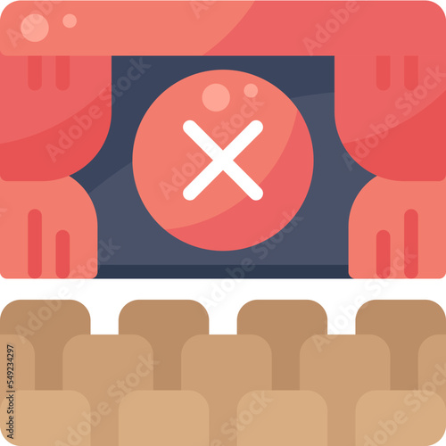 Theatre Movie Close Social Distancing flat icon