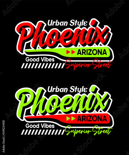 Phoenix Arizona typography design for t shirts