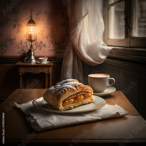 an austrain apfelstrudel in a café photo