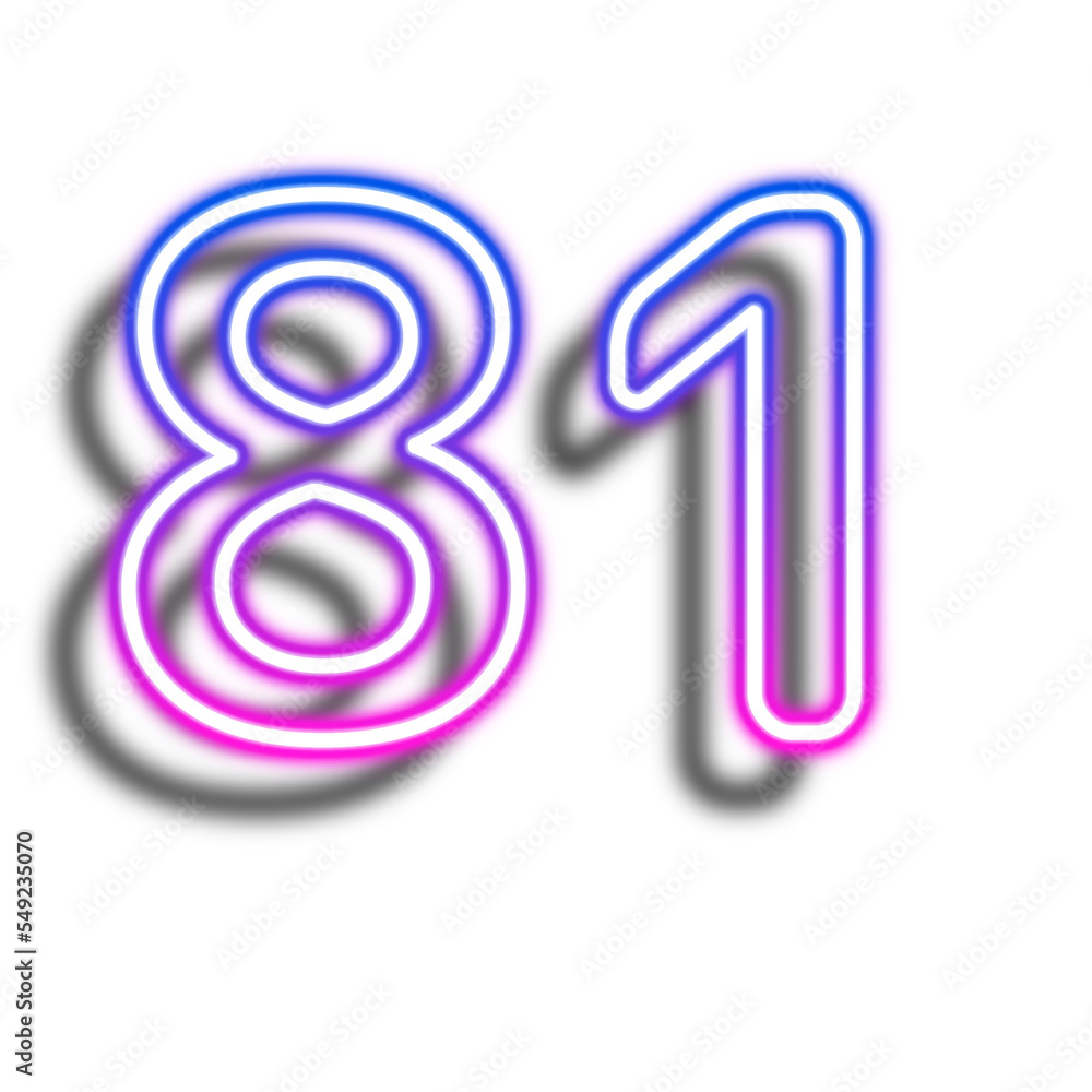 Glowing Neon Number Eighty One Glowing Neon Number Eighty One