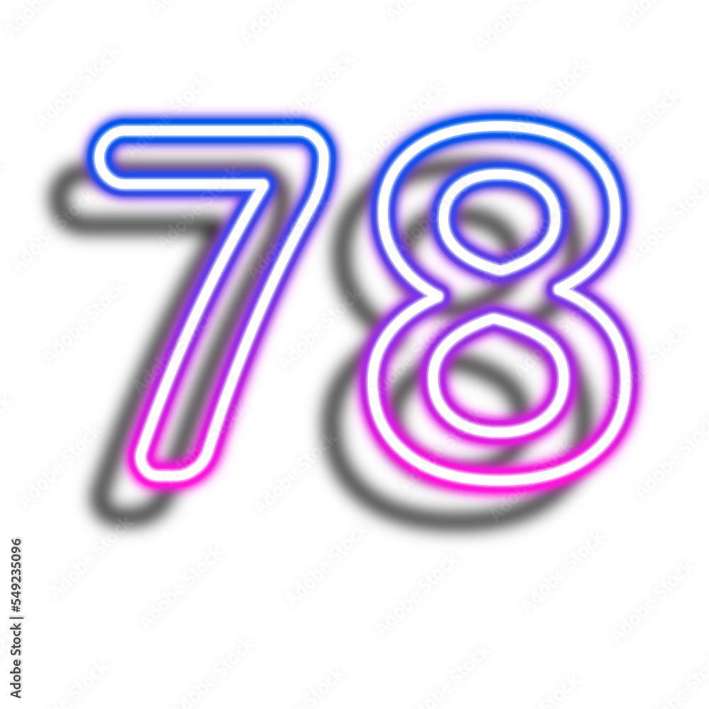 Glowing Neon Number Seventy Eight Glowing Neon Number Seventy Eight